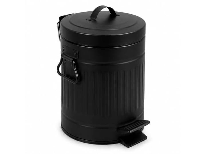 Relaxdays poubelle\, 3 l\, à pédale\, couvercle à fermeture douce\, noire Seau intérieur amovible\, métal\, poubelle de salle de bain avec couvercle\, design rétro
