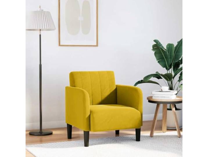 NLQMSU Sessel mit Armlehnen, Gelb, 54 cm, Samt, bequem Weicher Samtstoff, robuster Sperrholzrahmen, Schaumstoff und Federn, vielseitig einsetzbar, Wohnzimmer, Schlafzimmer, Büro
