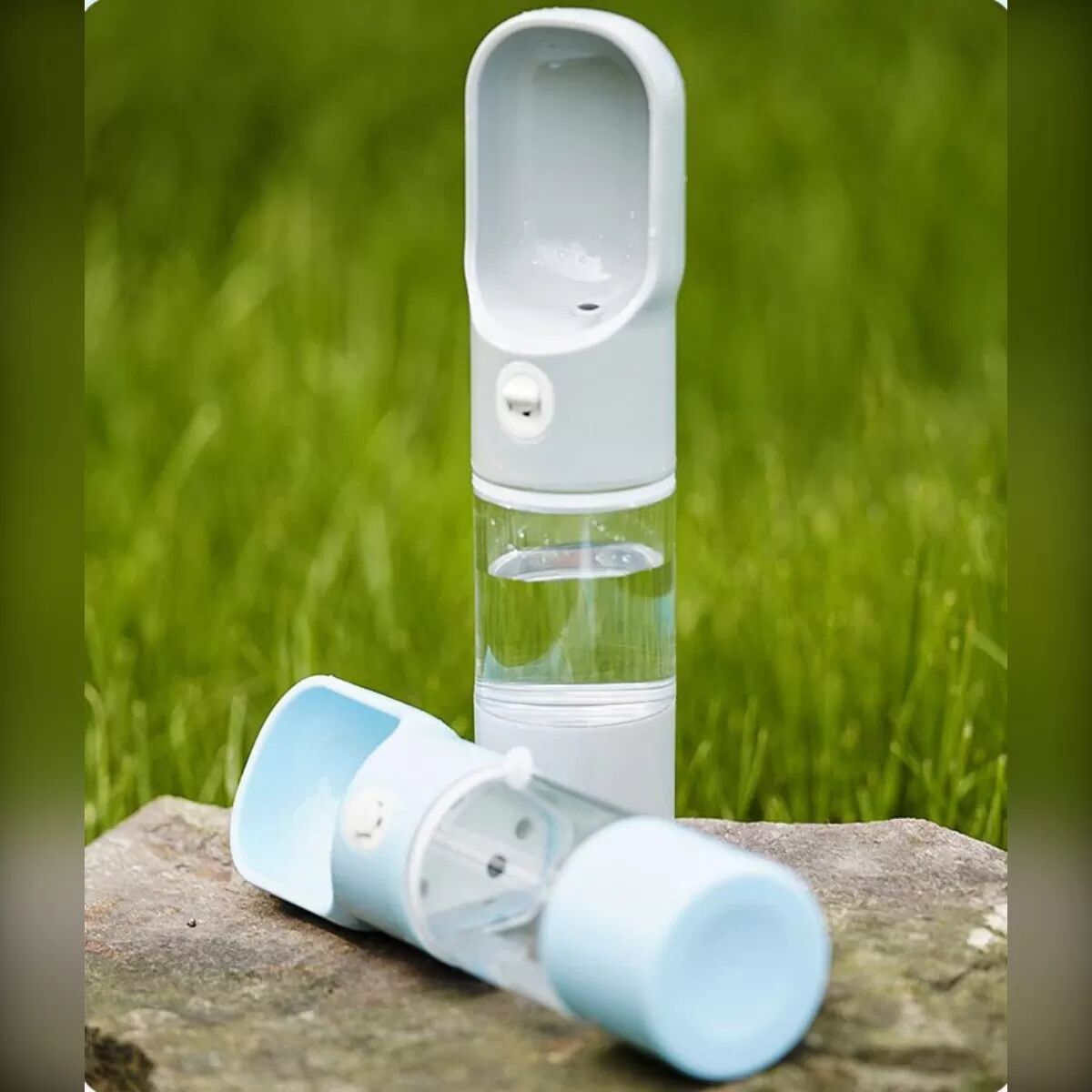 INF Tragbare Haustier-Wasserflasche - Einhandbedienung, auslaufsicheres Design für den Außenbereich Grau