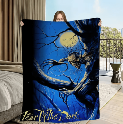 Inspire Curations Iron Maiden Skeleton Flame Soft Throw Blanket zgt 4 150x180cm(4.9x5.9ft