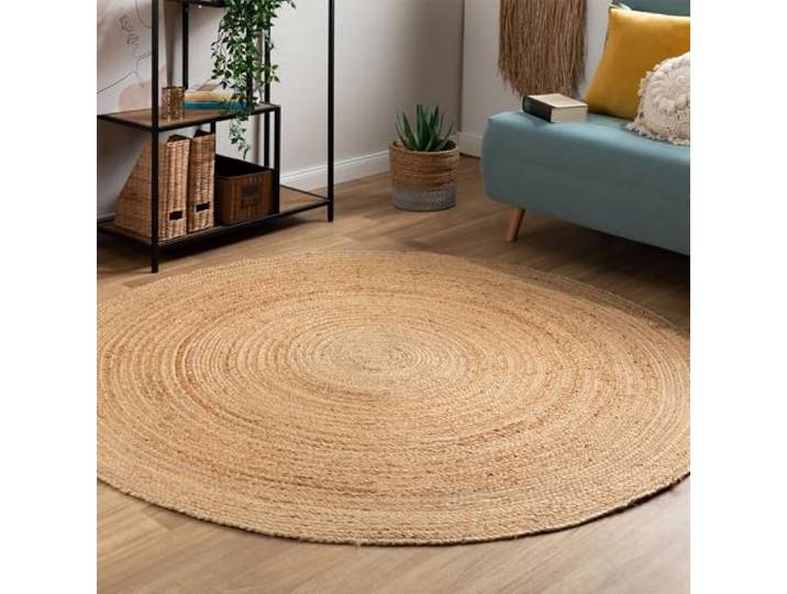 Steffensmeier Jute Teppich Goa Rund Wohnzimmer, Flur, Eingangsbereich, Naturfaser, handgeflochten, Größe: Ø 150 cm