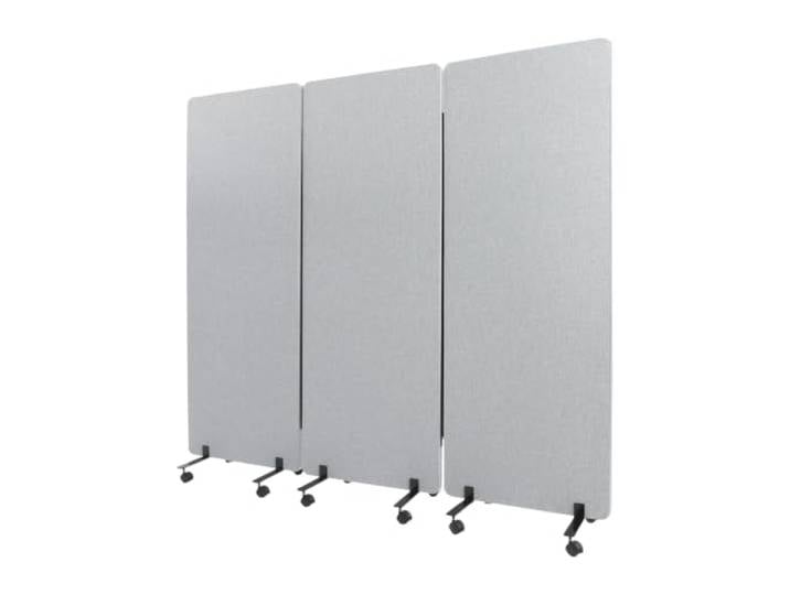 Akustik Trennwand 3-teilig, Raumteiler Büro 183 x 168 cm, rollbar Mobile Trennwand aus PET mit 12 feststellbaren Rollen und Reißverschluss-Verbindung für Arbeitsplatz, Schule und Studio