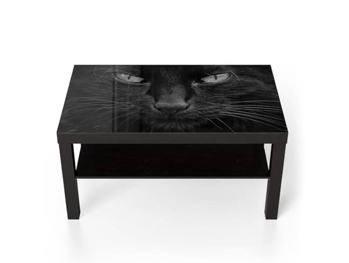 DEQORI Glastisch schwarz groß 90x50 cm Motiv Mystische Katzenaugen ausgefallener Beistelltisch aus Glas Hochglanz Couchtisch fürs Wohnzimmer moderner Couch Tisch mit Design