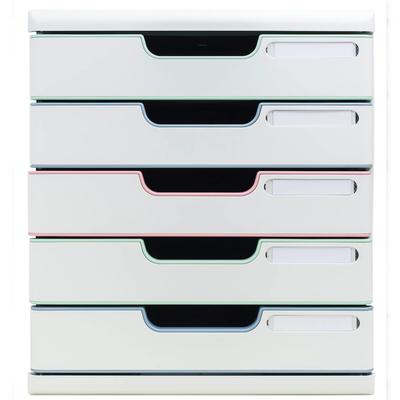 Exacompta 301303D Schubladenbox Modulo, 5 Schubladen, AutentiK - Farben sortiert