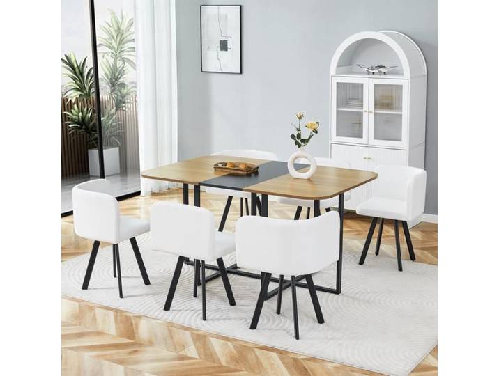 Ensemble table et chaises - ZEVKOR - Esstisch-Set - Extensible - 6 places - MDF & métal