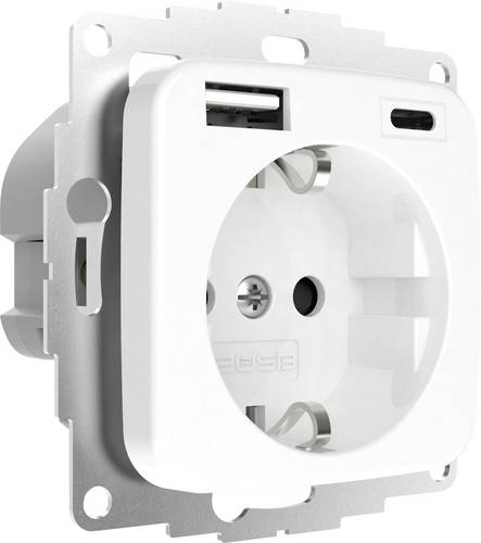 2USB 2U-449368 Schutzkontakt-Steckdose erhöhter Berührungsschutz, mit USB-Ladeausgang IP20 Reinweiß (glänzend)