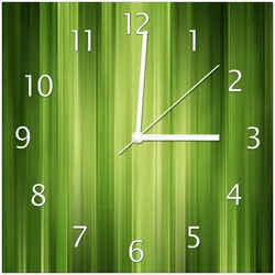 Wallario Uhr 30 x 30 cm, weiße Zeiger Grün und schwarz gestreift - Abstraktes Streifenmuster
