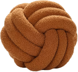 Inspire Picks Handwoven Knotted Ball Pillow Eco Friendly Decorative Plush Throw Cushion brown