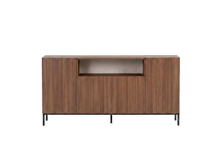 Mid.you Lowboard, Schwarz, Walnuss, 160x80x40 cm, Wohnzimmer, Wohnwände, Lowboards