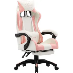 Helloshop26 - Drehbarer Bürostuhl Computerstuhl Gaming-Stuhl mit Fußstütze rosa und rosa Kunstleder 02_0024224