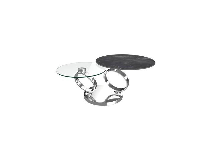 Ausziehbarer, flexibler Design Couchtisch „Eolia Silver“ Keramik Marquina matt Akante Design