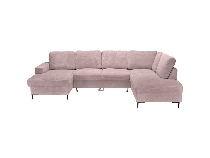 Carryhome Wohnlandschaft, Altrosa, Metall, 5-Sitzer, Füllung: Schaumstoffflocken, Ottomane links, U-Form, 303x197 cm, Liegefunktion, seitenverkehrt erhältlich, Schlafen auf Sitzhöhe, Rücken echt, haustierfreundlicher Bezug, Wohnzimmer, Sofas & Couches, Wohnlandschaften, Wohnlandschaft U-Form