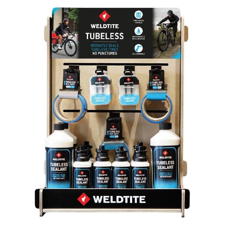 Weldtite TUBELESS STAND Display + TUBELESS PACK Produktset 34 Artikel (00018+00054) (NEU) (WLD-00054)