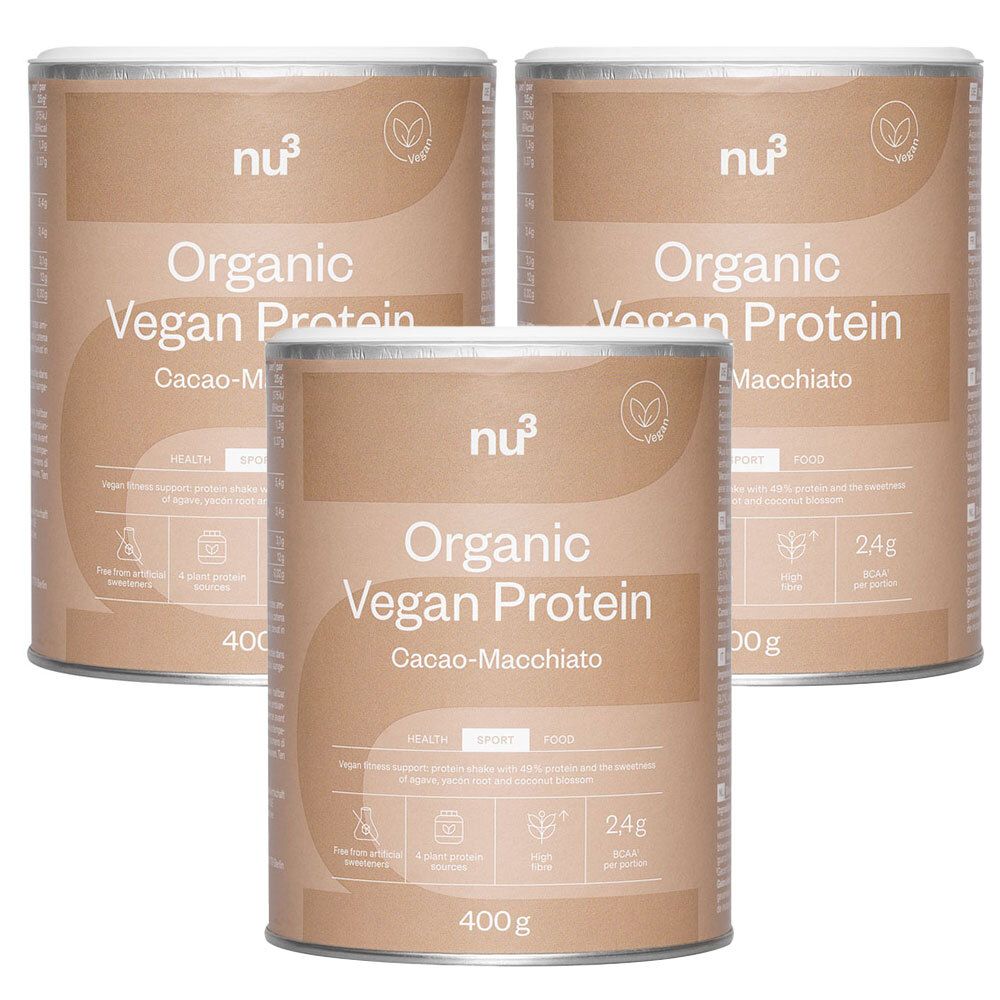 nu3 Bio Vegan Protein Shake - Schoko-Macchiato 3er-Set 3x400 g Pulver