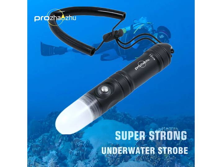 PROZHAOZHU 4000 Lumen LED balise sous-marine Signal de plongée 100M portée IP68 21700 Rechargeable haute puissance stroboscope de plongée