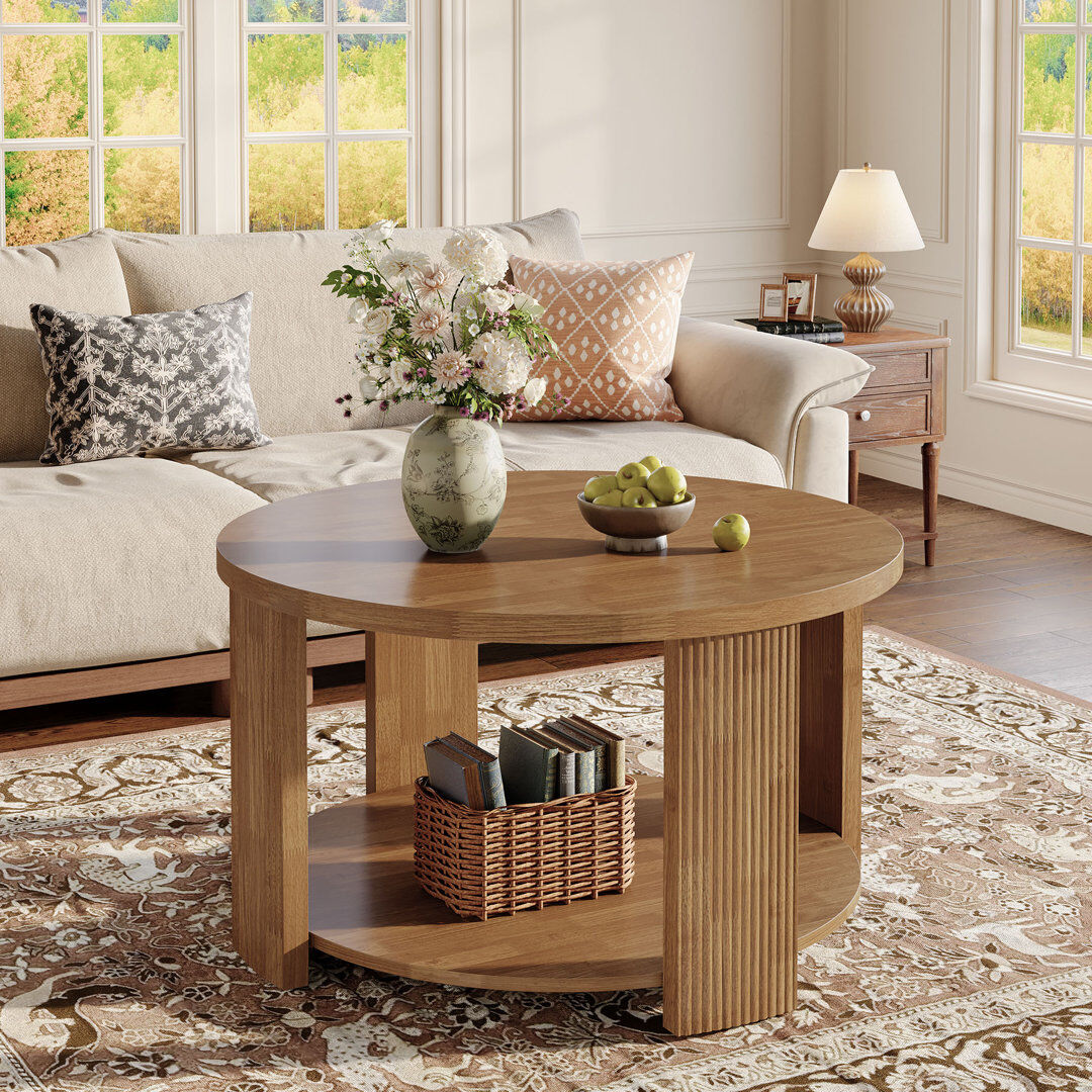 Blue Elephant Four Leg Coffee Table with Storage Brown 45cm H X 80cm W X 80cm D