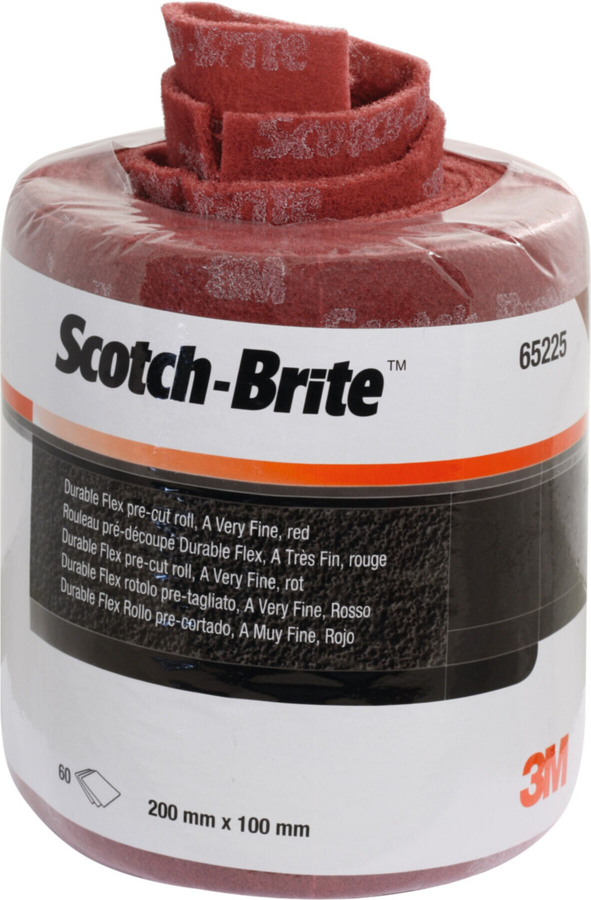 3M Scotch-Brite Schleifvlies-Hand-Pads Rolle mit 60 Stück Durable Flex, 100x200 mm, Vliesstruktur: 1000 (65226)