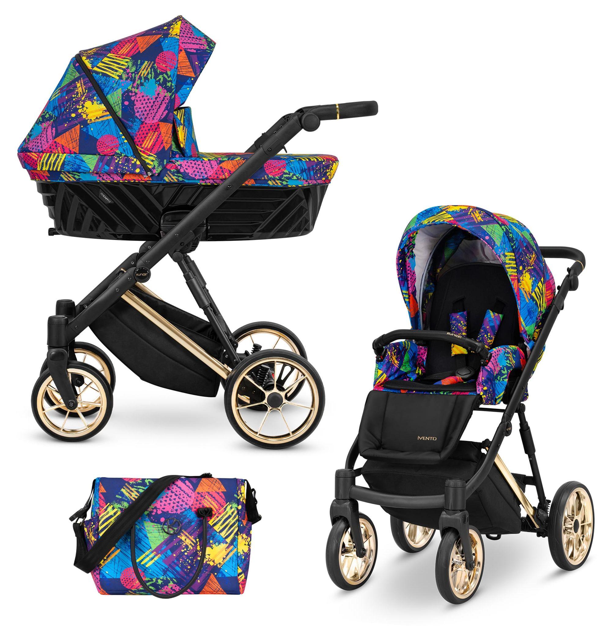 Kinderwagen Kunert Ivento Premium 2in1 - goldene Rahmenfarbe - Farbe: Colors Impresion