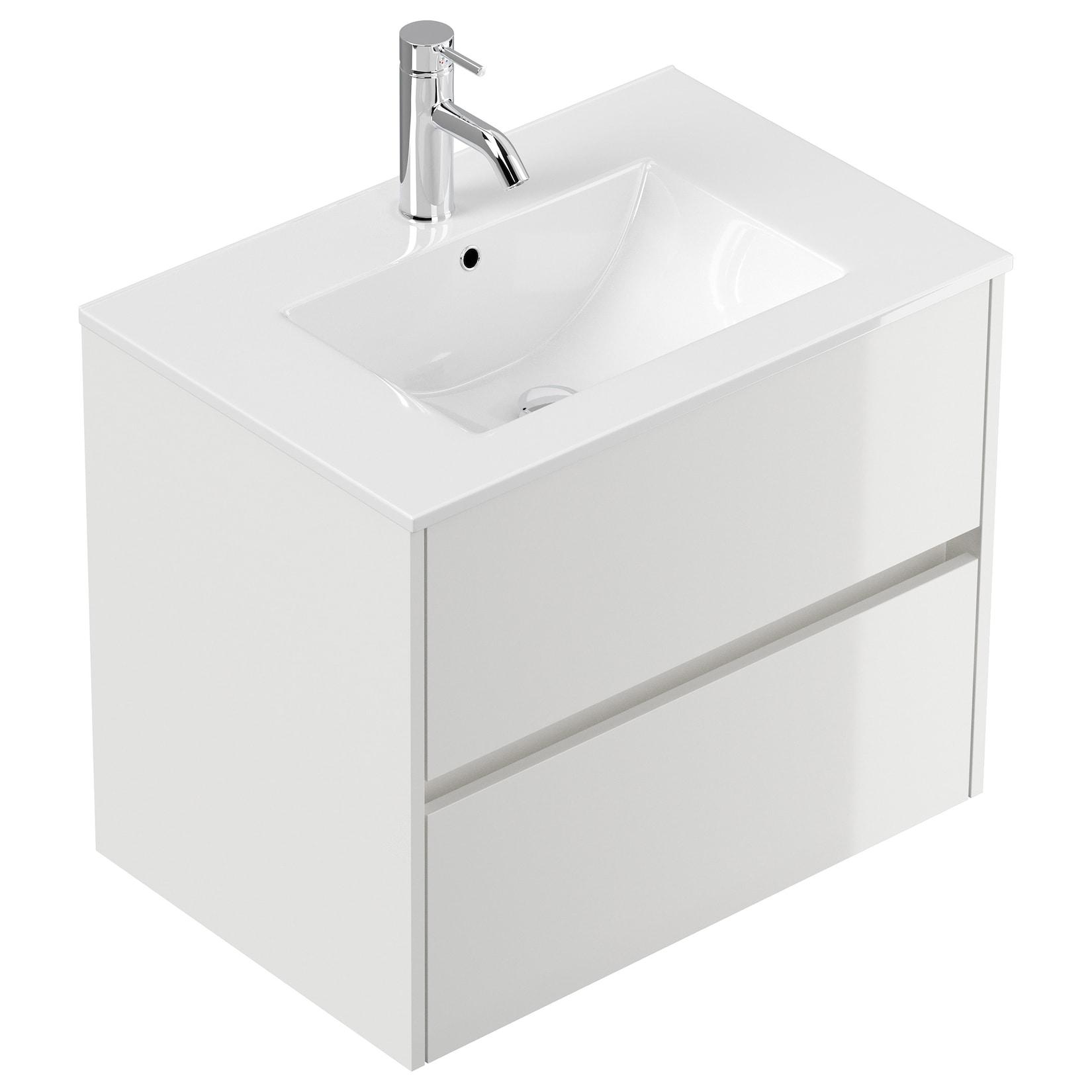 Badmöbel Limes & Waschtisch 70cm 2 Greifraum SoftClose Auszüge weiß Hg