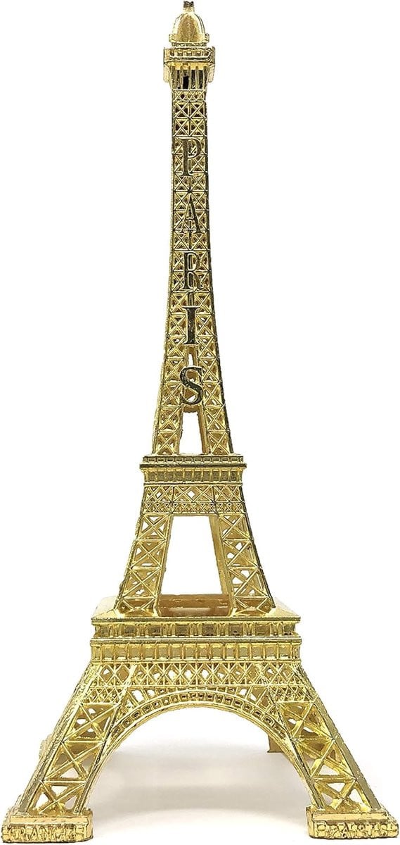 Eiffeltoren Beeld Goudkleurig Decoratie voor op de Tafel Hoogte: 25 cm