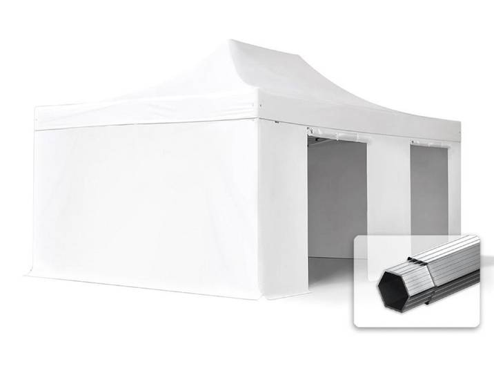 TOOLPORT 4x6 m Tonnelle pliante Alu\, PVC 850\, côtés sans fenêtre\, blanc