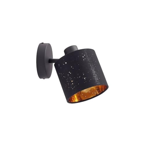 Lindby Vasilia Wandlamp Modern Zwart Textiel en Metaal E14 Hoogte: 17.6 cm
