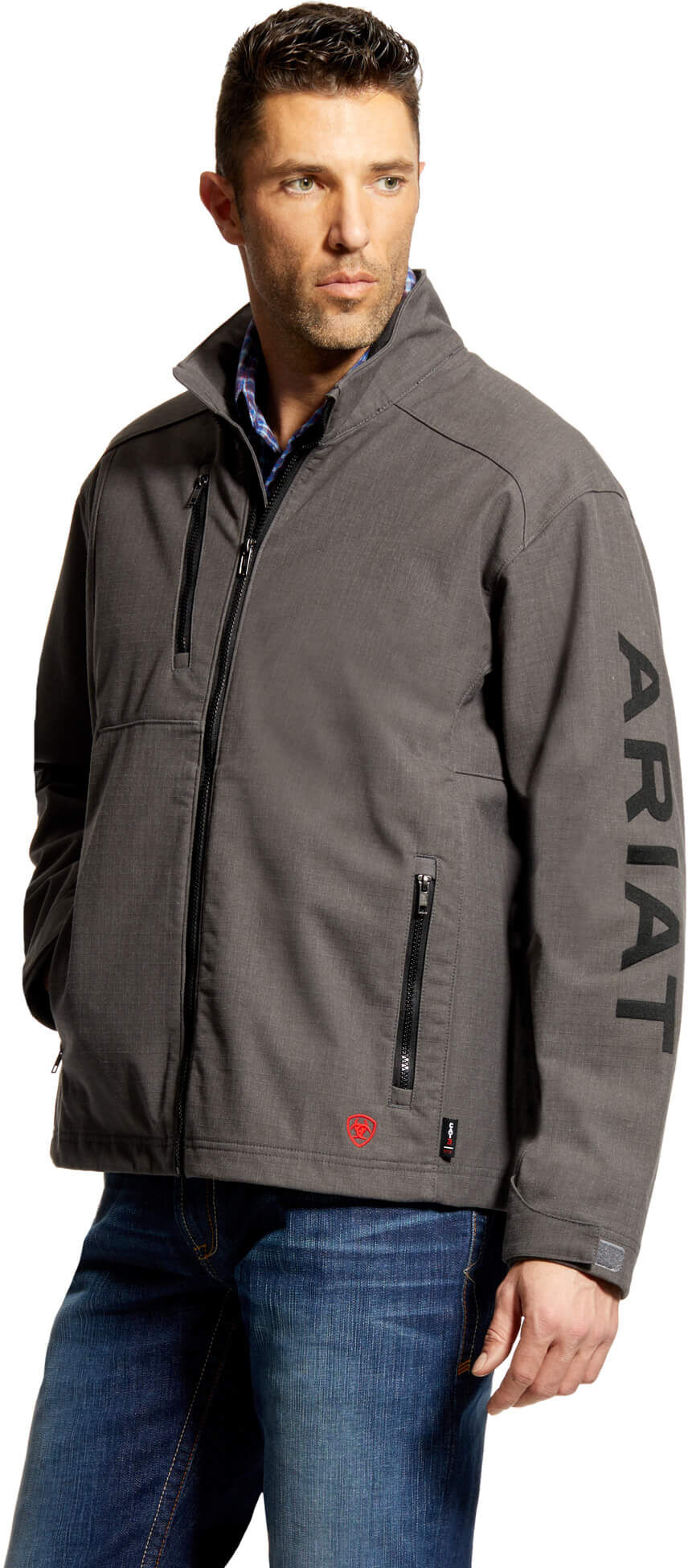 Men's Flame-Resistant Team Logo Jacket in Iron Grey, Size: Small by Ariat