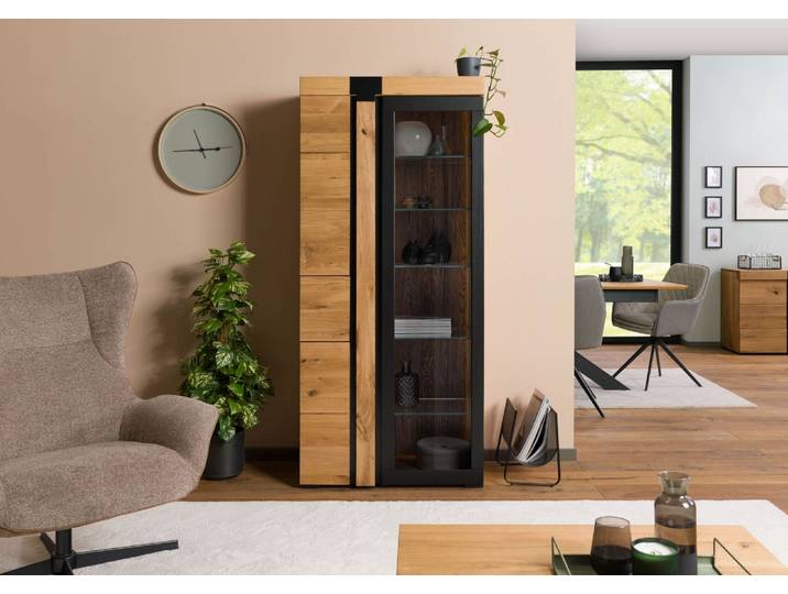 Vitrine Chêne sauvage 80x45x180 naturel huilé ROTTERDAM #111