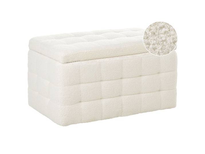 Pouf de rangement MICHIGAN Bouclé Blanc