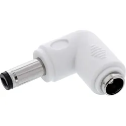 InLine DC Adapter, 5,5 x 2,5 mm, Stecker/Buchse, gewinkelt, weiß