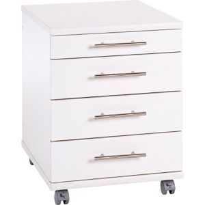 Möbelpartner Rollcontainer 0527, aus Holz, weiß, mit 3 Schubladen & Utensilienauszug