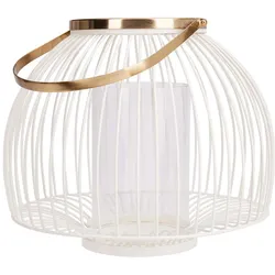 Casativo, Windlicht, Metall-Windlicht mit Glaseinsatz, 28 x 23 cm, weiss-gold