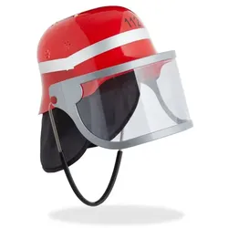 Relaxdays 12 x Feuerwehrhelm Kinder rot Rot,Schwarz,Silber