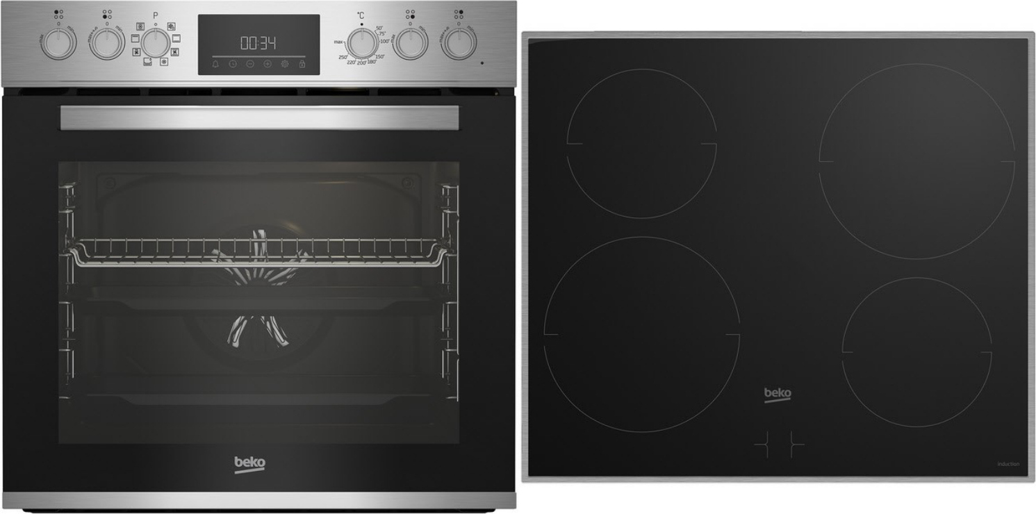 Beko BBUM12341XE, Zonen-Induktionskochfeld, 4 Zone(n), Glas, Schwarz, Berührung, Rund