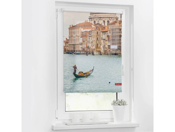 Klemmfix-Rollo Venedig Canal Grande 100 x 150cm Blau