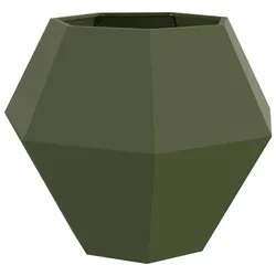 Helloshop26 - Rechteckiges Hochbeet für Blumen und Kräuter 100 x 100 x 80 cm Outdoor modernes Design aus olivgrünem Stahl