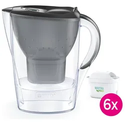 Brita Marella inkl. 6x Maxtra Pro Pure Performance, Wasserfilterkanne, Grau