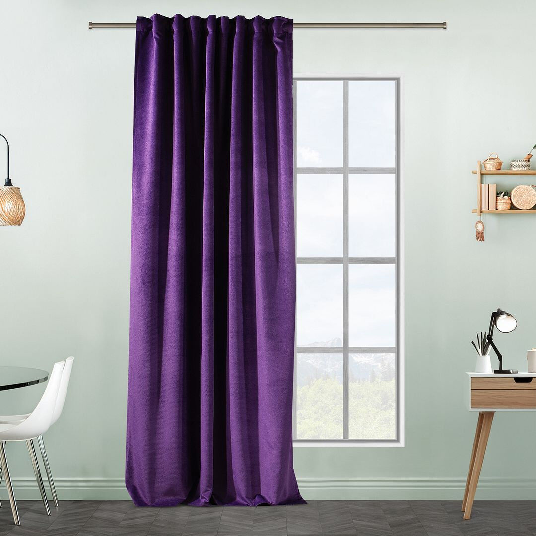 Lilijan Home & Curtain Extra Long & Extra Wide Matte Velvet Curtain Panel 49 REBECCA PURPLE 130cm Width x 325cm Drop