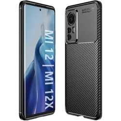 Screenguard Xiaomi 12X Hülle Carbon Design TPU Case (Xiaomi 12X), Smartphone Hülle, Schwarz