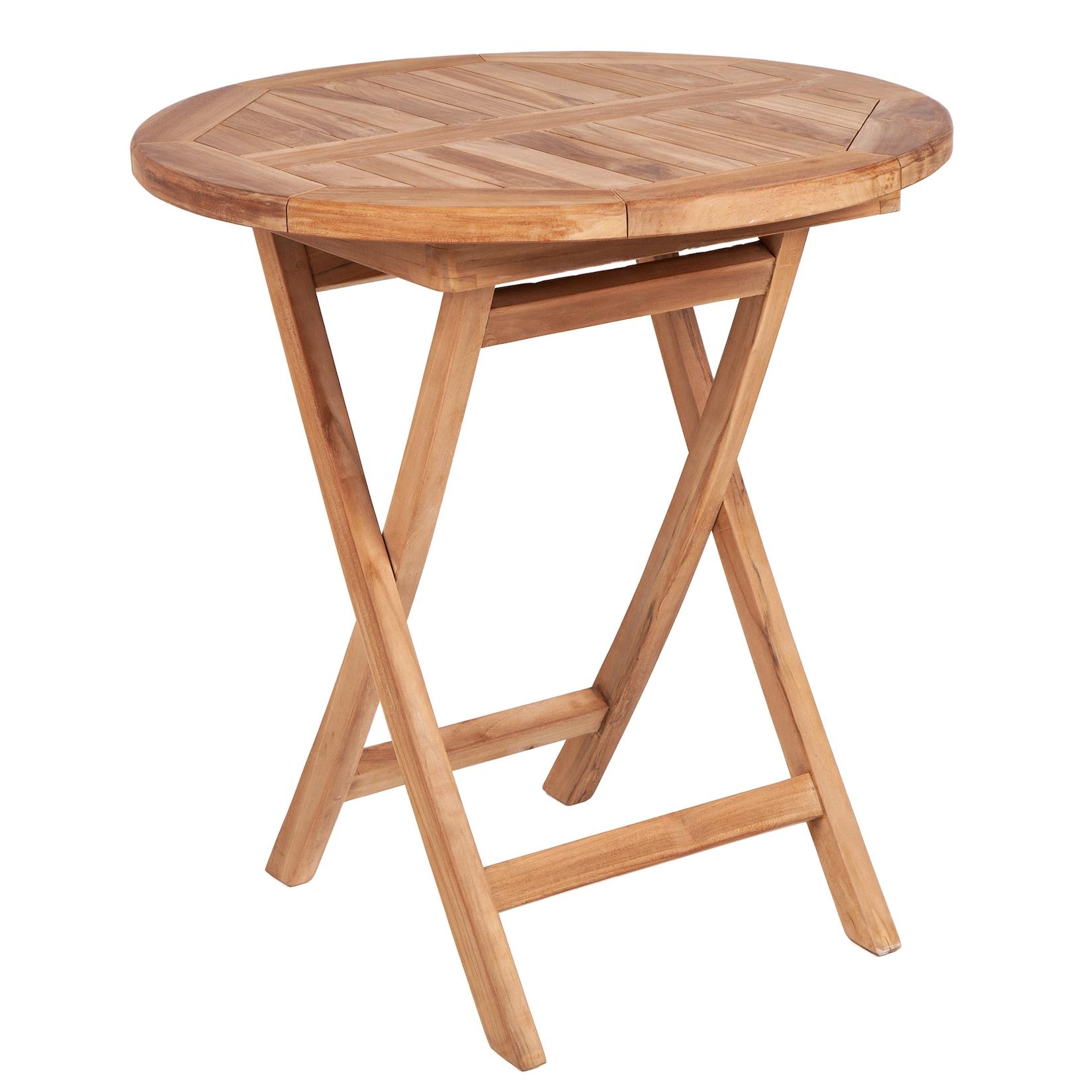 riess-ambiente Gartentisch EMPIRE TEAK - massiv 70cm natur Teakholz rund klappbar Balkontisch Outdoor