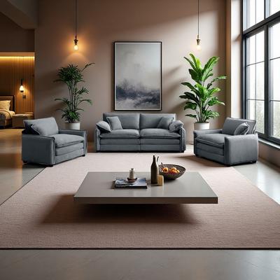ZWYO HOSIMU Corduroy Modern Sofa Set with Memory Foam Cushions and Pillows (4-Seater)