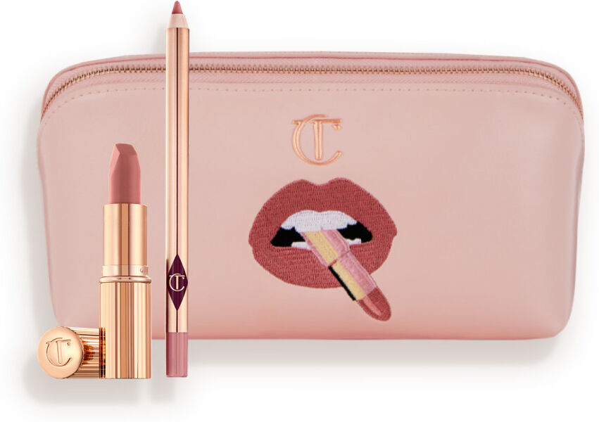 Pillow Talk Lip Kit & Makeup Bag - Iconic Makeup Kit Charlotte Tilbury 5839 Pillow Talk Lip Kit & Makeup Bag Size: