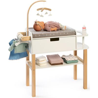 Puppenwickeltisch MUSTERKIND "Viola, natur/weiß", grau (natur, weiß, grau), Puppenmöbel, KinderB:71cm H:90cm T:30cm, Holz, B:71cm H:90cm T:30cm