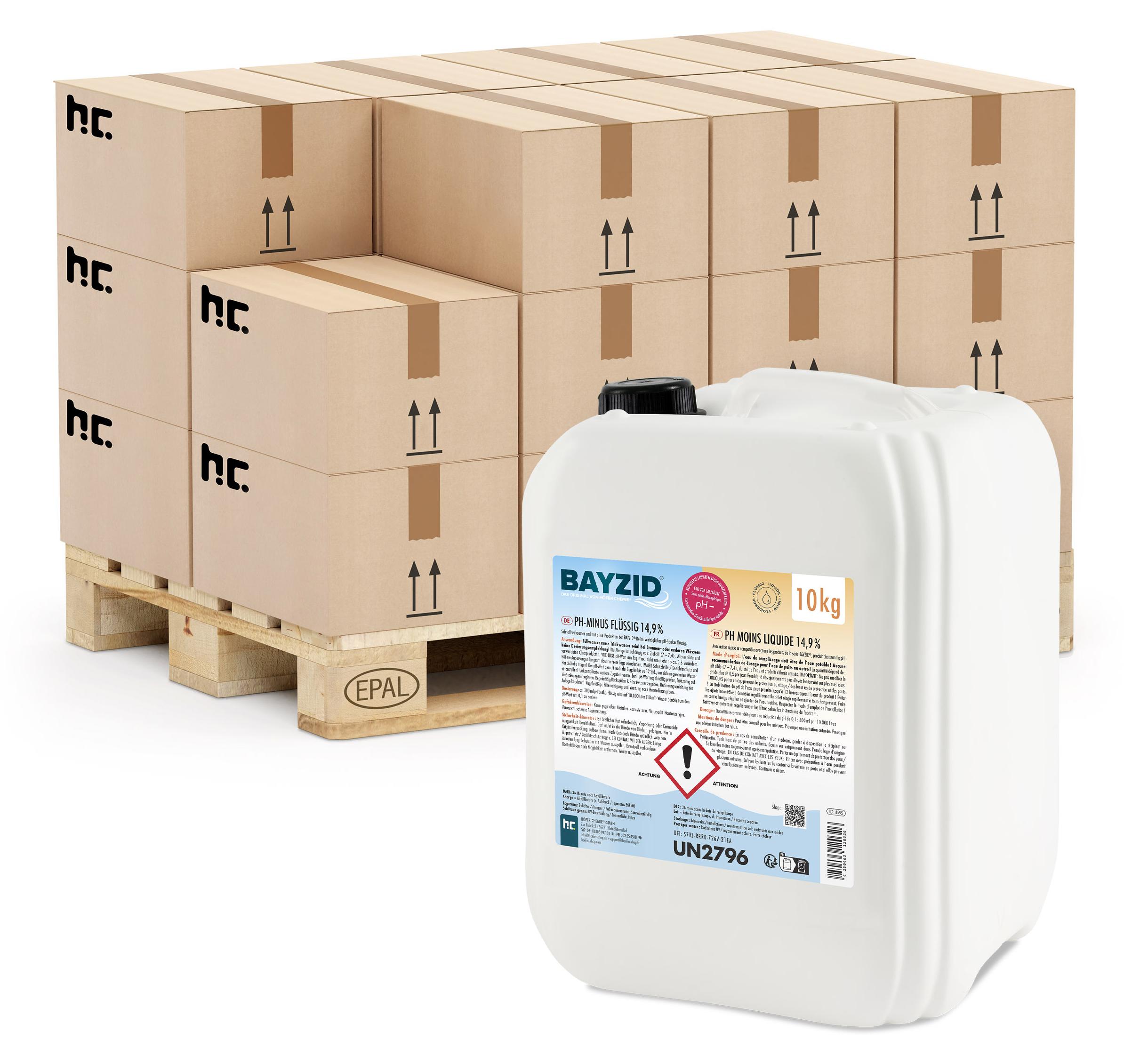 40x10 kg BAYZID pH Minus flüssig ph-Wert Senker 14,9% für optimales Poolwasser