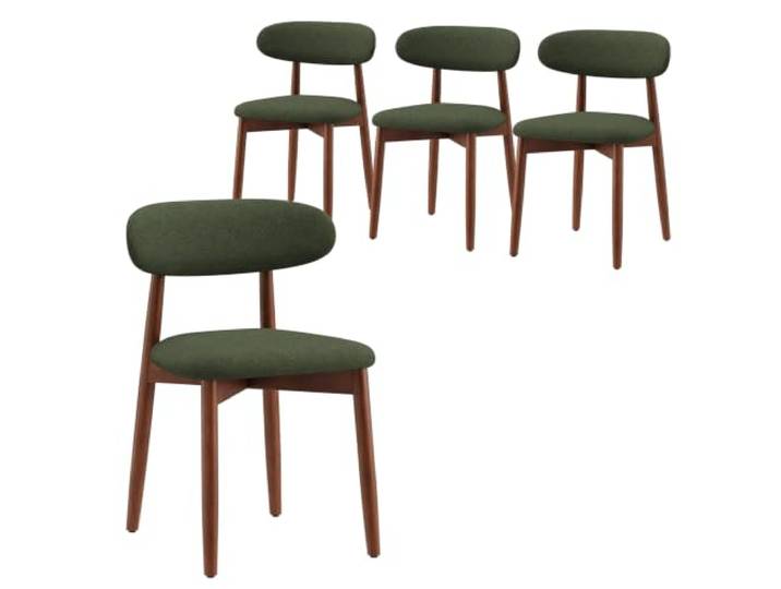COLAMY Stühle Esszimmer 4er Set, Esszimmerstuhle Küchenstühle Hochdichter Schaumstoff, Atmungsaktives Gewebe Stoffbezug, Gepolsterte Sitzfläche, Sitzstuhl für Küche Wohnzimmer Haushalt & Café, Grün