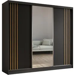 SCHWEBETÜRENSCHRANK Nela II 240/216/61 schwarz mit Schubladen
