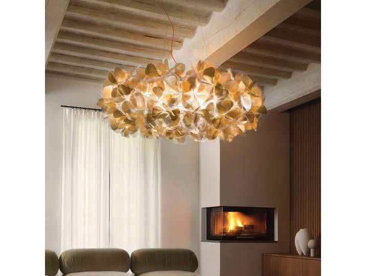 Slamp Designer Hängeleuchte Clizia Mama Non Mama, dimmbar, messing / gold, für Wohn- / Esszimmer, Kunststoff, Design