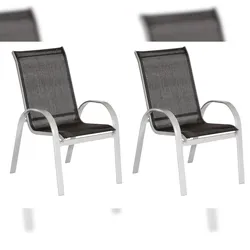 Merxx Amalfi Stapelsessel Set 2tlg., 2 Stapelsessel, Aluminium/Textil, Silber/Schwarz