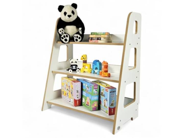 Kids Helper Montessori Spielzeugregal – Kinderregal mit 3 offenen Fächern und Griffen, Aufbewahrung in Greifhöhe für Spielzeug und Bücher, 70 x 40 x 80 cm, Weiß, TS-310