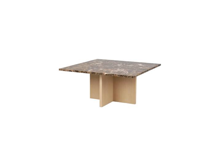 Hochwertiger Marmor Couchtisch „Brooksville“ 90 x 90 cm Eiche hell / Emperador Marmor Rowico